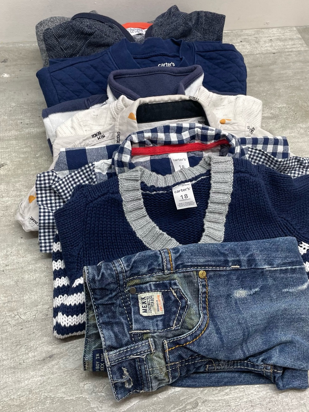 Carter's Cat & Jack Mexx Baby Boy 18M Blue‎ Grey 9pc Lot Casual Bundle